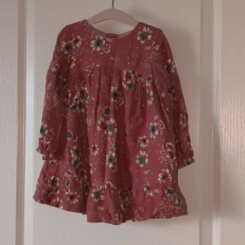 Girls Toddler ZARA Mauve Pink Floral Dress 18/24